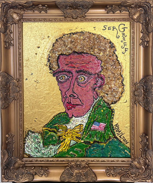 Textured Painting on Canvas by Serg Graff "Portrait of Alexander Hamilton", COA