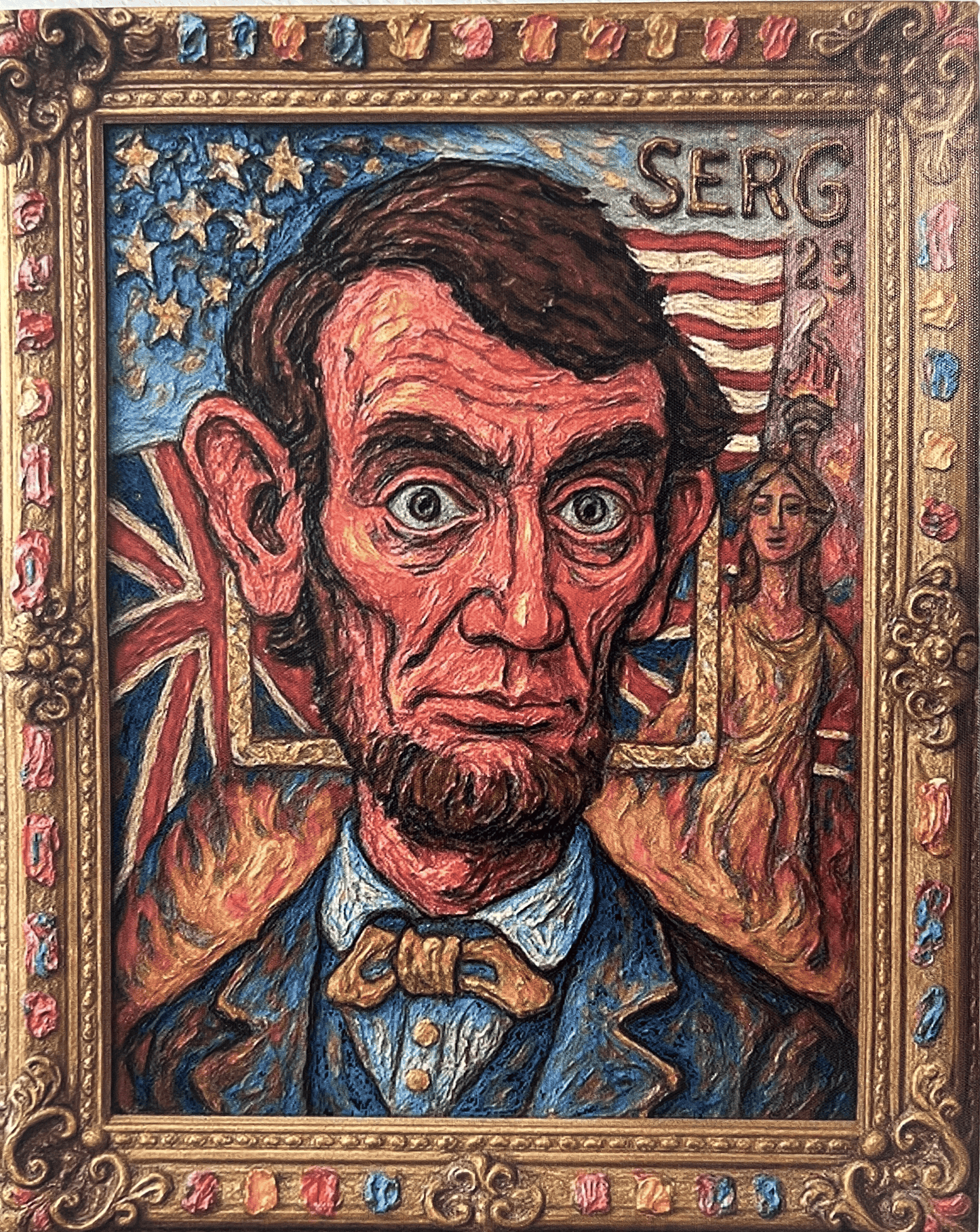 Abraham Lincoln 20"x16" Print on Canvas by Serg Graff, Surreal Pop Art Portrait