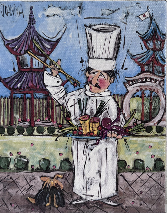 Whimsical Chef Print on Canvas 8x10" – Colorful Kitchen Art by Joanna