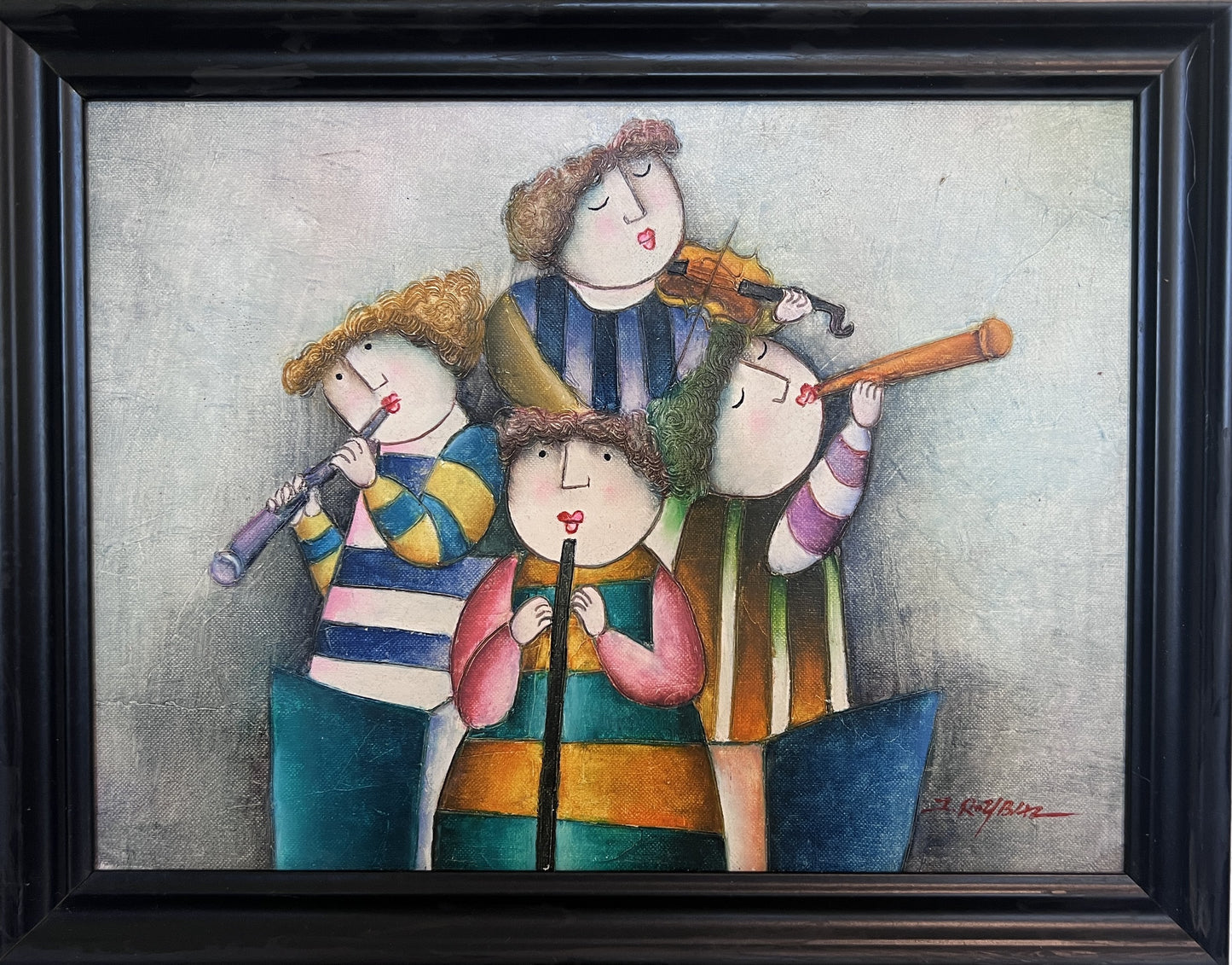 Joyce Roybal Original Painting on Canvas | Musicians | Signed & Framed Artwork