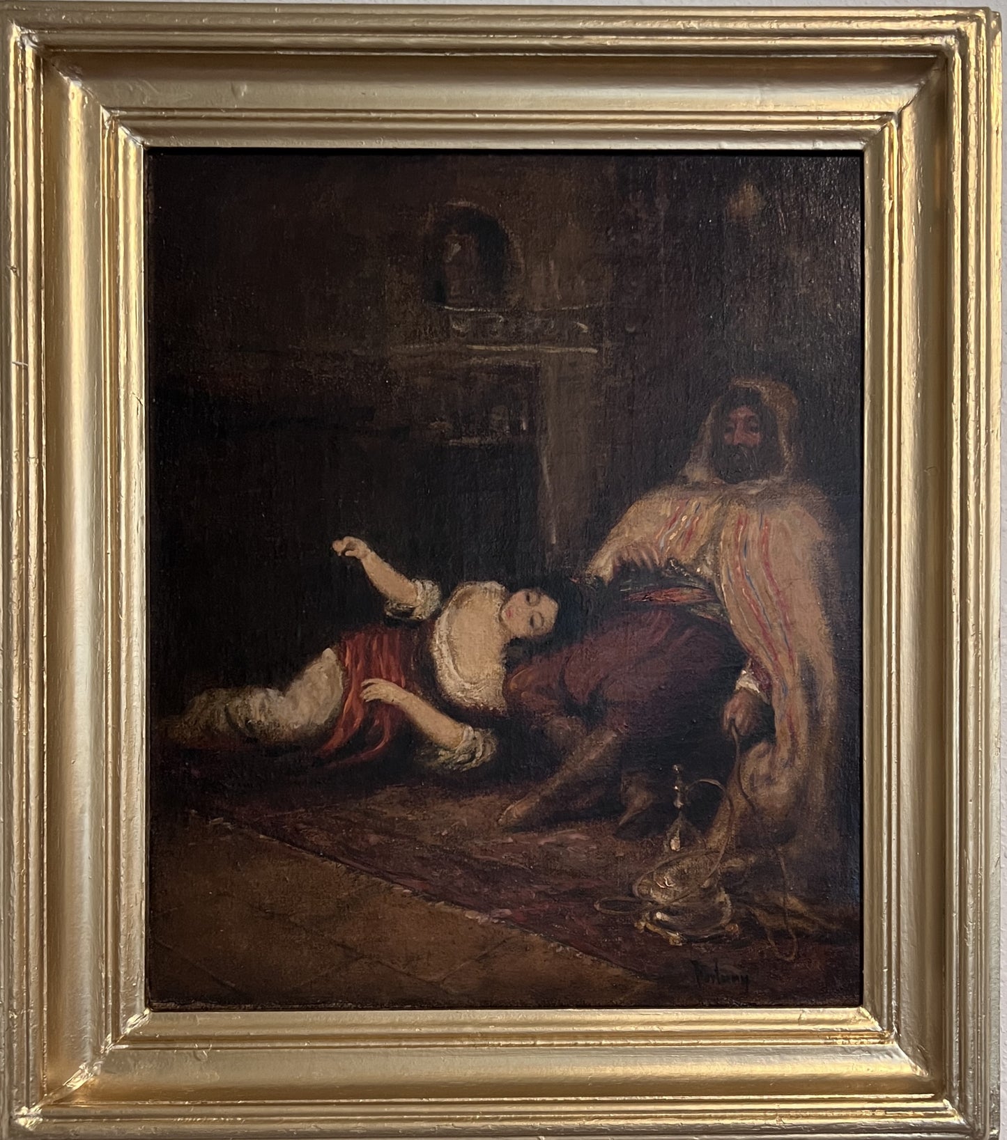 19thC Original Oil Painting Interior Scene Orientalist Signed Fortuny Antique