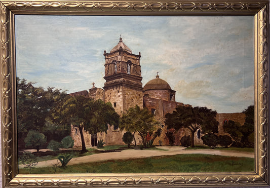 Lucile White Vintage Oil painting on canvas, European Castle view, framed