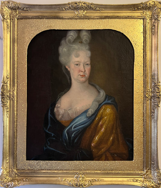 1707 Antique 18 cent. original oil painting on canvas, Portrait Maria Adelaida
