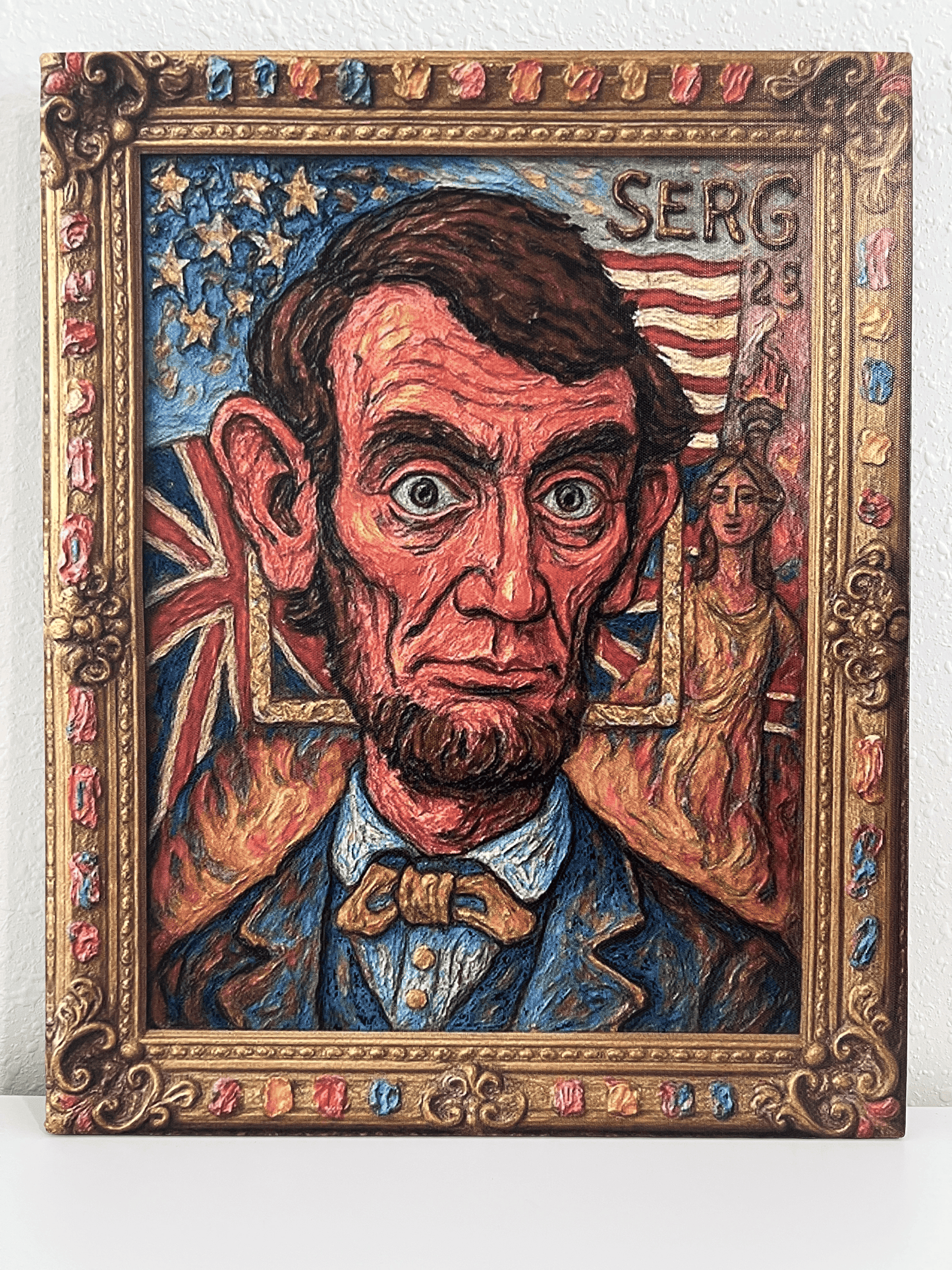 Abraham Lincoln 20"x16" Print on Canvas by Serg Graff, Surreal Pop Art Portrait