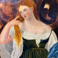 19 century, Original Antique Oil Painting in canvas, Female Portrait