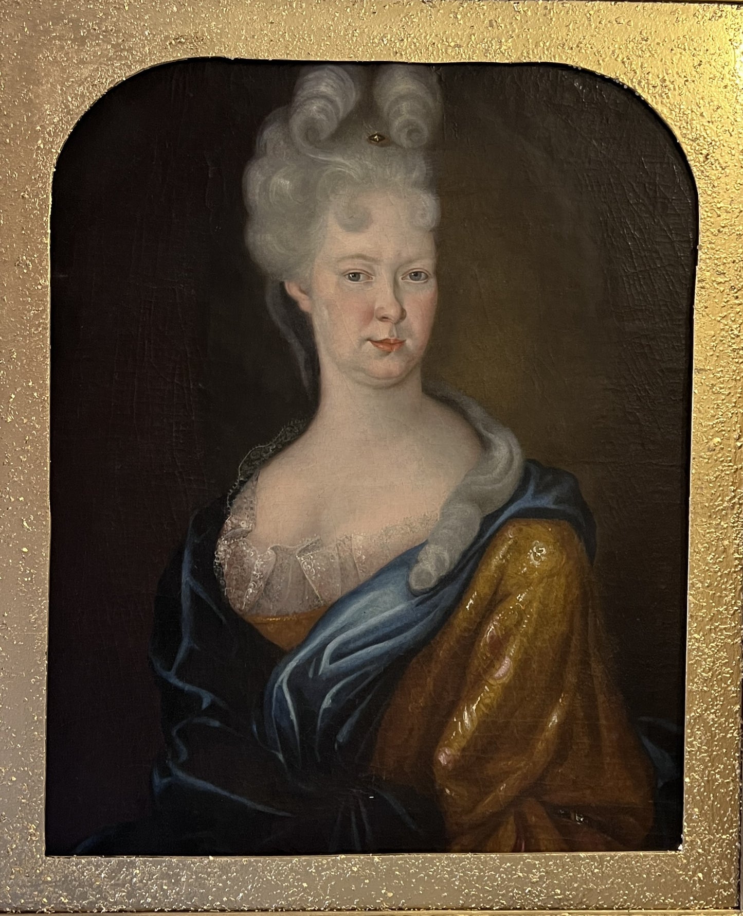 1707 Antique 18 cent. original oil painting on canvas, Portrait Maria Adelaida