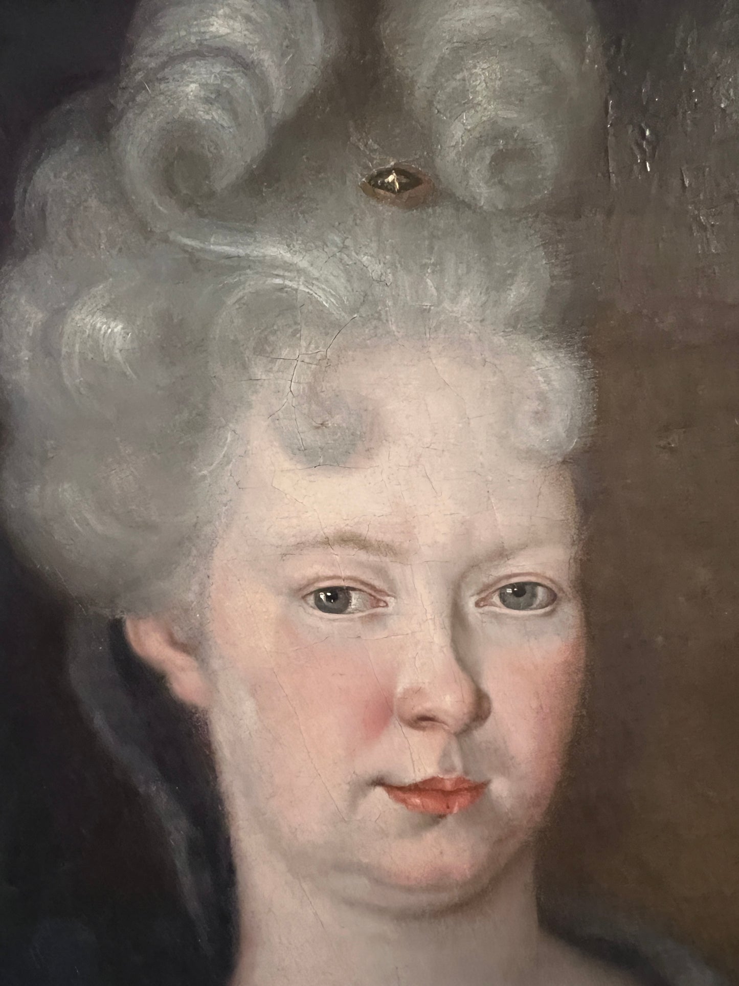 1707 Antique 18 cent. original oil painting on canvas, Portrait Maria Adelaida