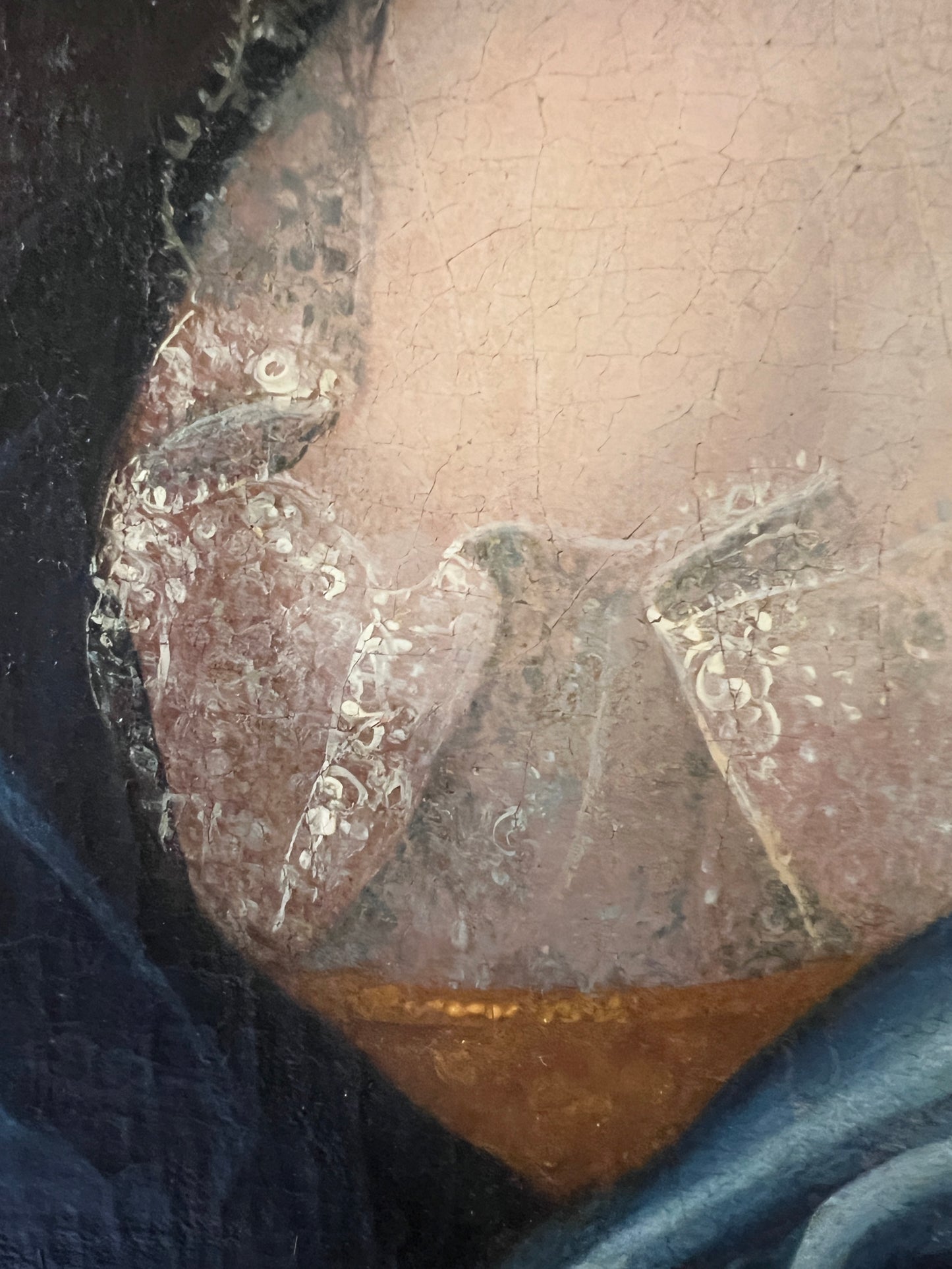 1707 Antique 18 cent. original oil painting on canvas, Portrait Maria Adelaida