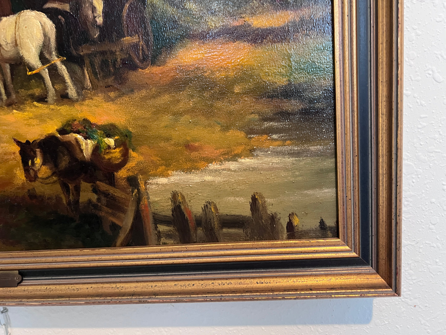✨ “At The Inn” by Henry T. Harvey – Vintage Oil Painting on Canvas, Framed