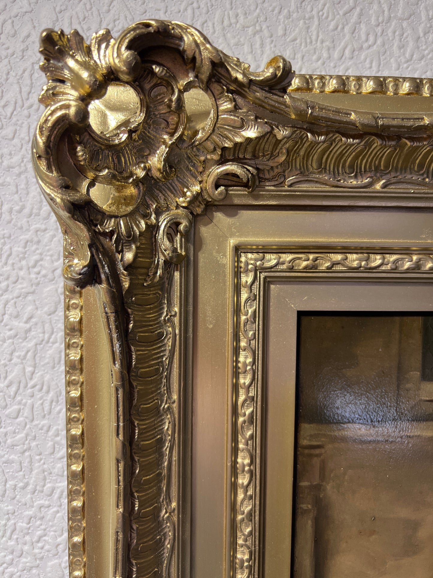 J.Lambert 19th c. Antique oil painting on wood Portrait, Genre scene, Gold Frame