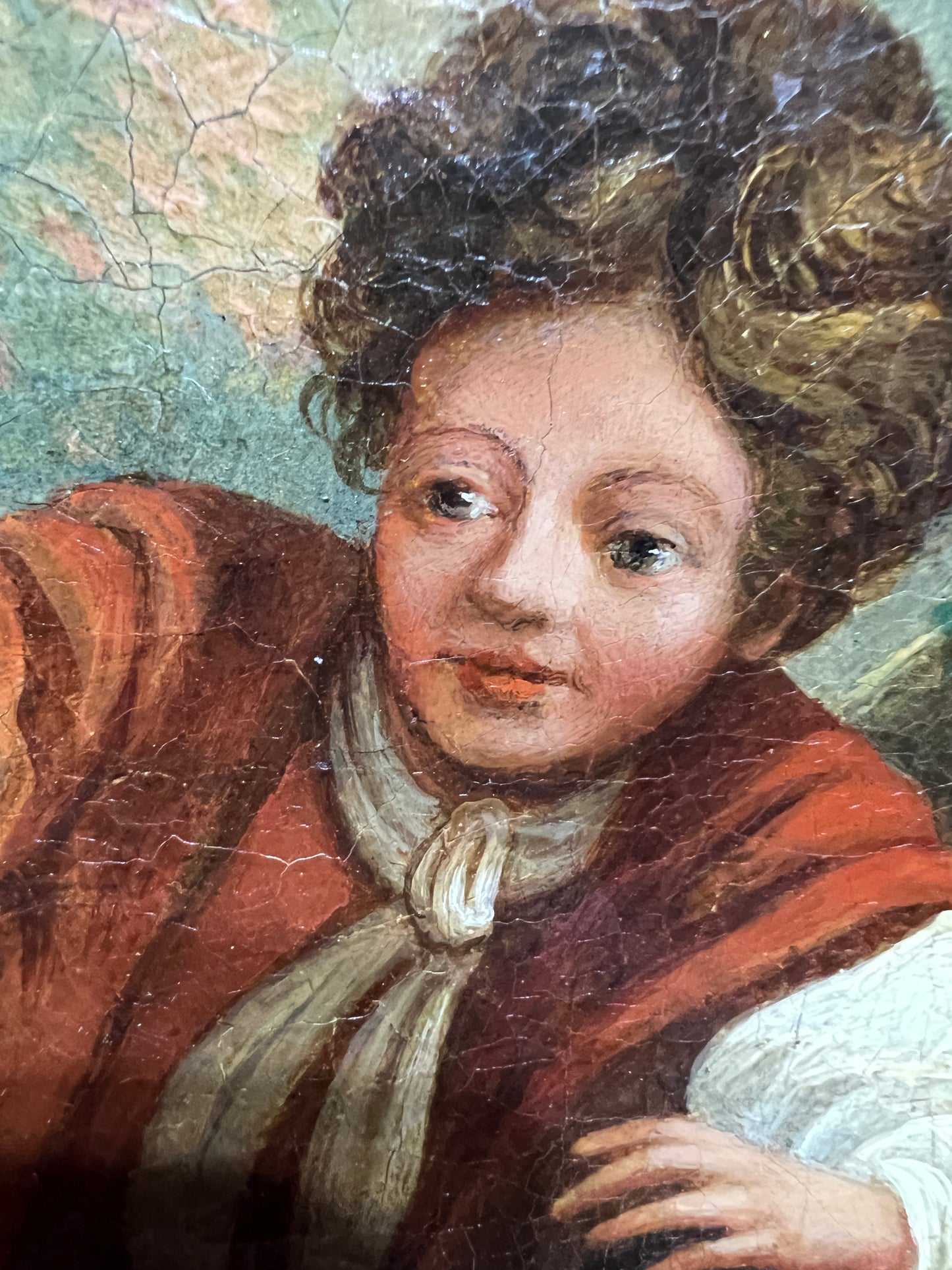 18/19-th Century French Antique Original Oil Painting on canvas, Rococo, Framed