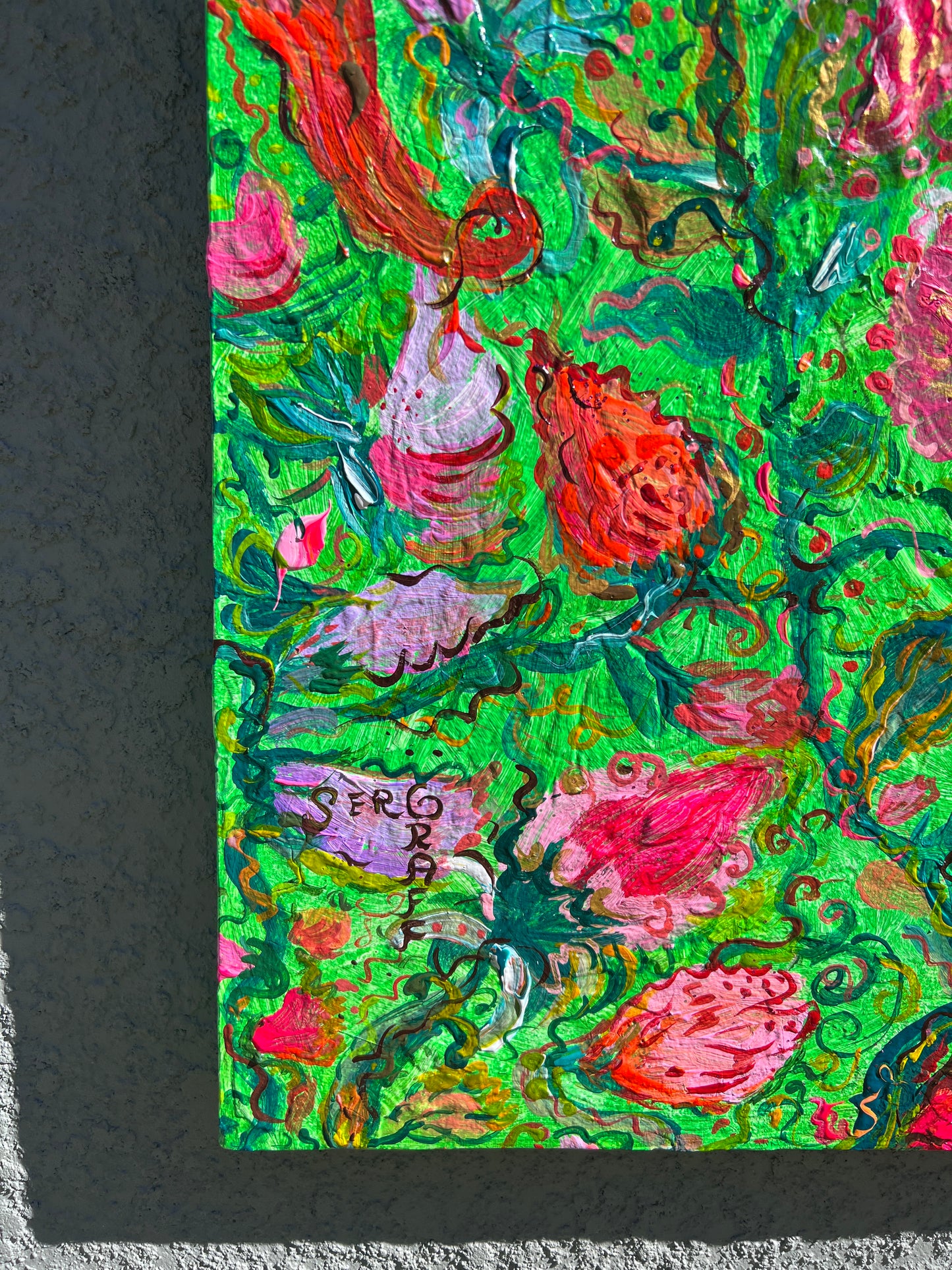 One-Of-A-Kind Abstract Painting on Canvas by Serg Graff " Flowering Ivy", COA