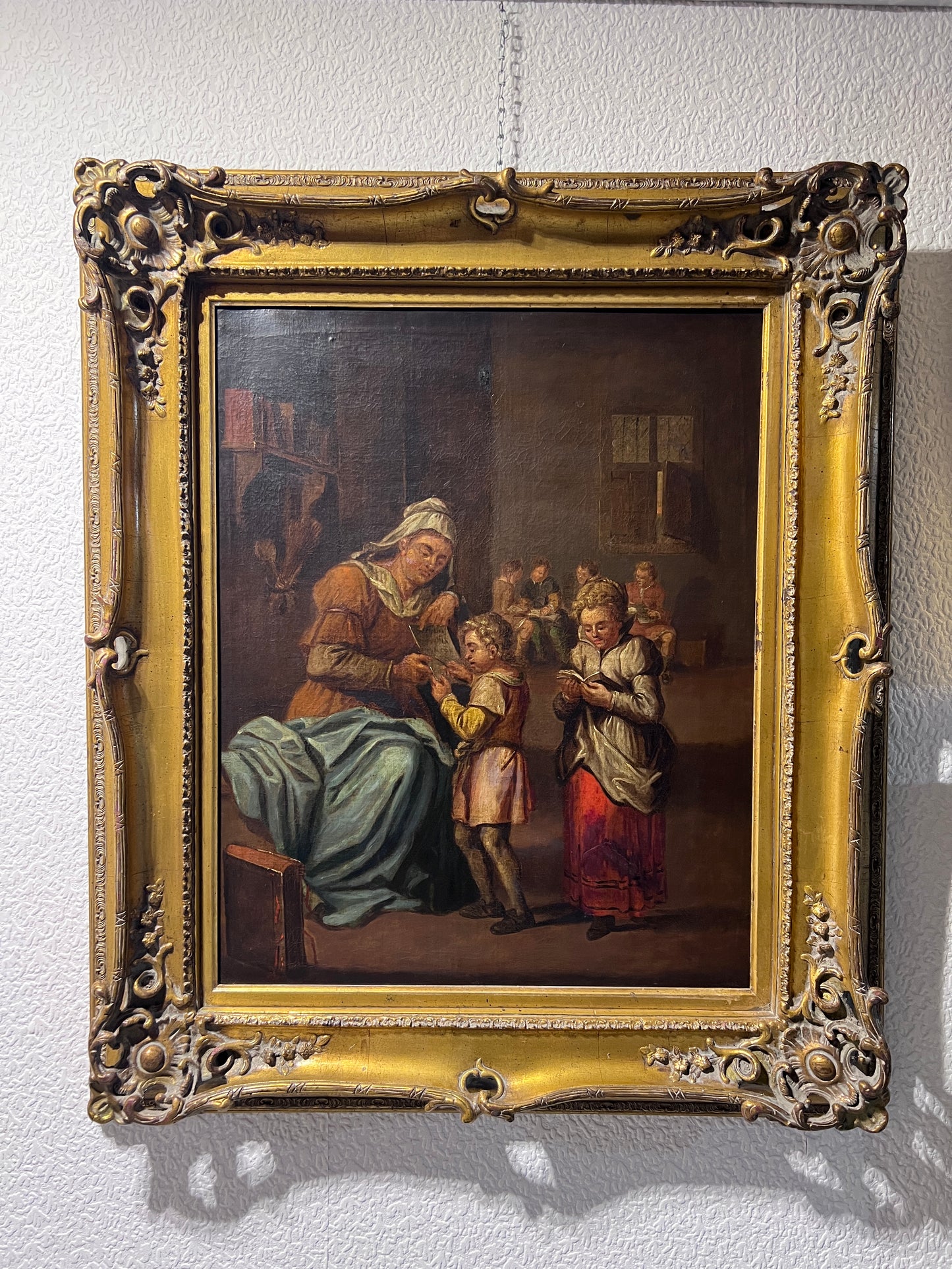 Antique A.Van Ostade Dutch School original oil painting on canvas, Genre scene