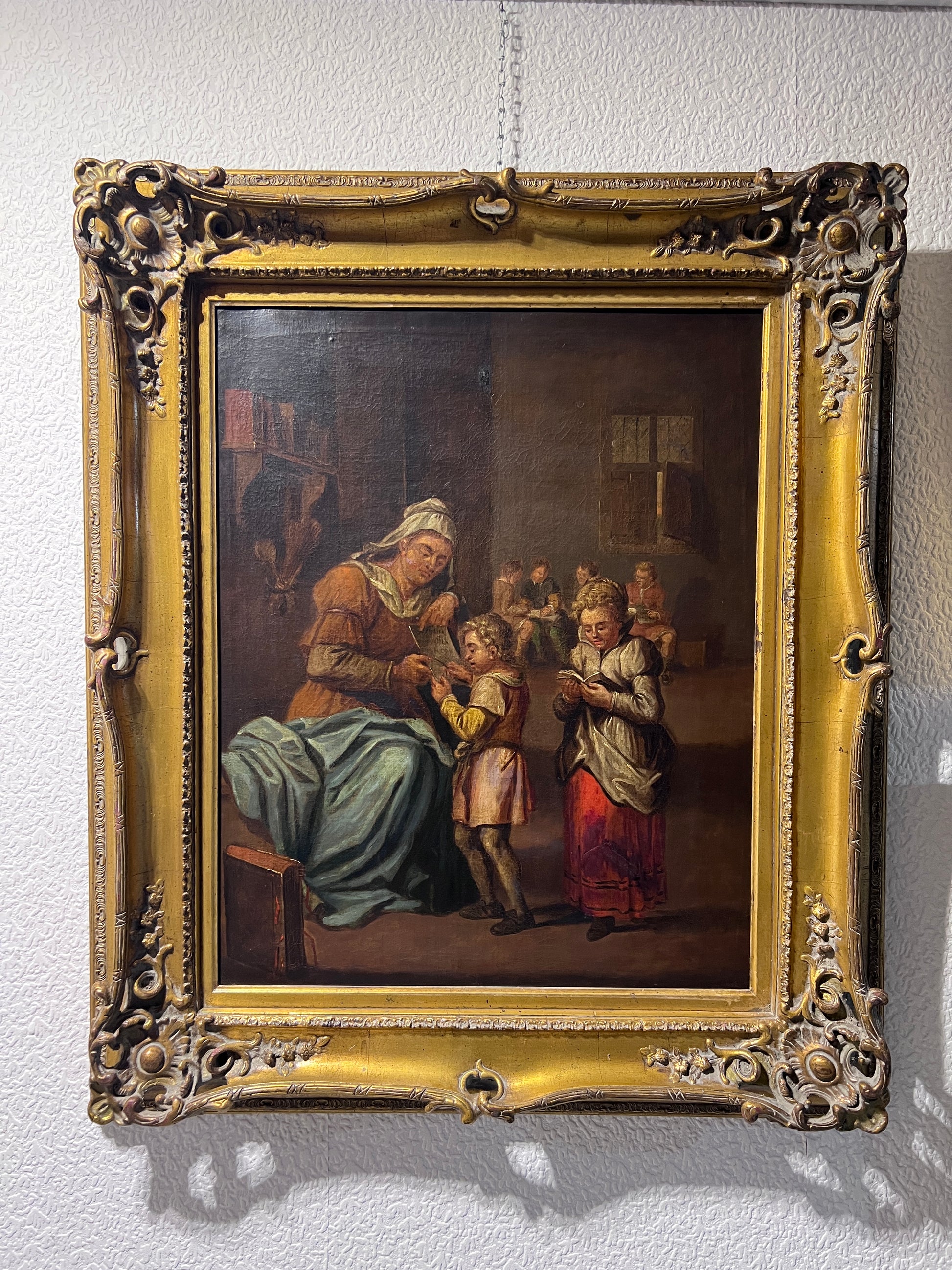 Antique A.Van Ostade Dutch School original oil painting on canvas, Genre scene