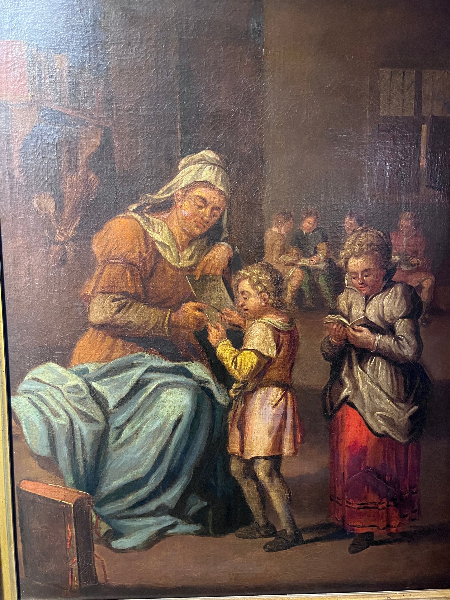 Antique A.Van Ostade Dutch School original oil painting on canvas, Genre scene