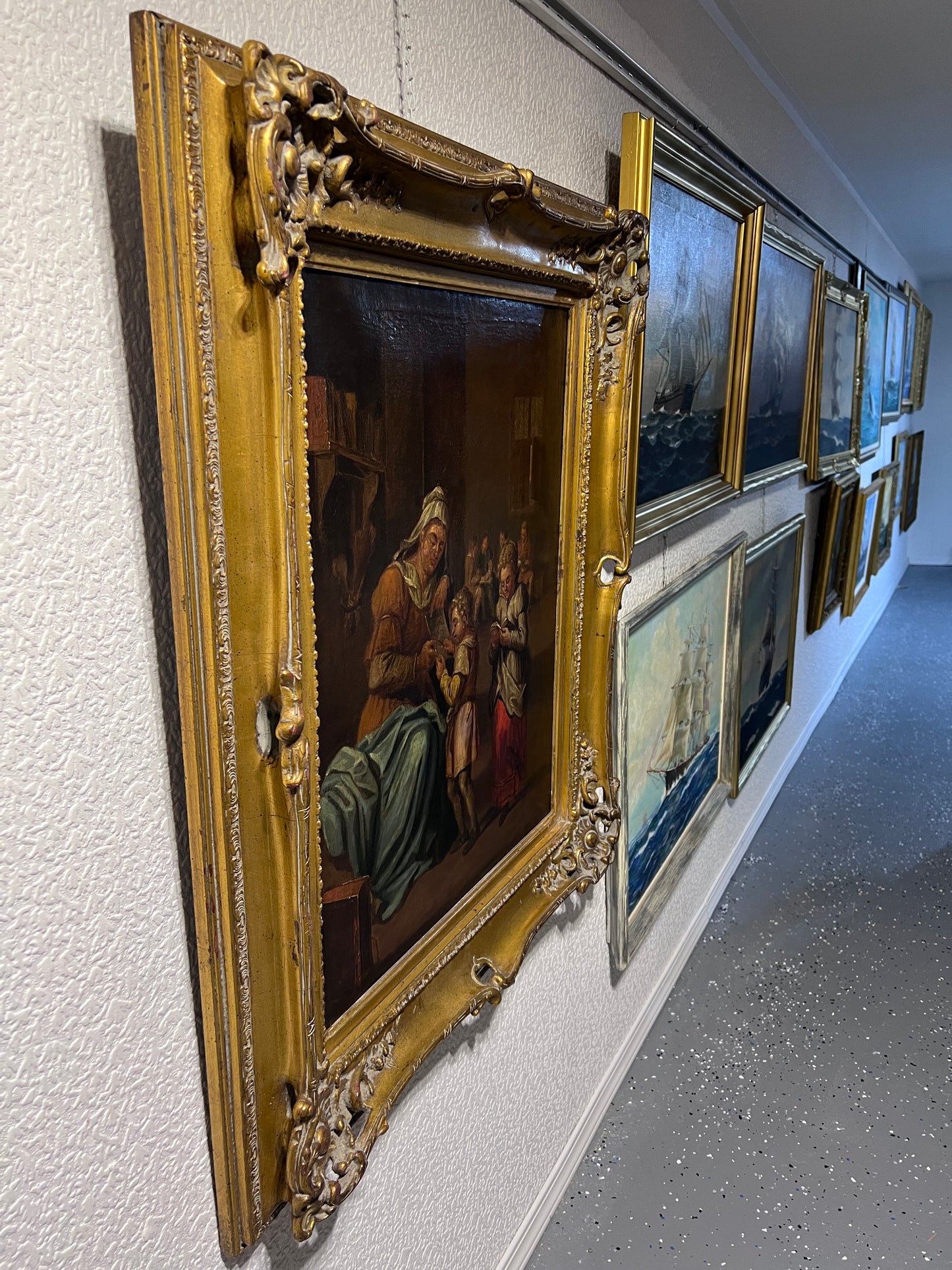 Antique A.Van Ostade Dutch School original oil painting on canvas, Genre scene