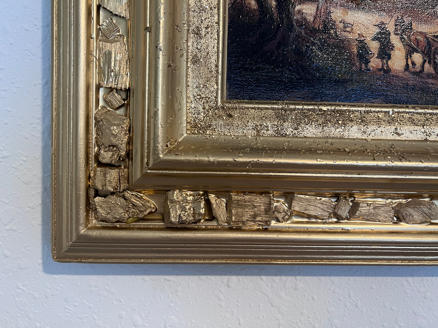 Original Signed Oil Painting on Canvas, Landscape, Genre Scene, Framed