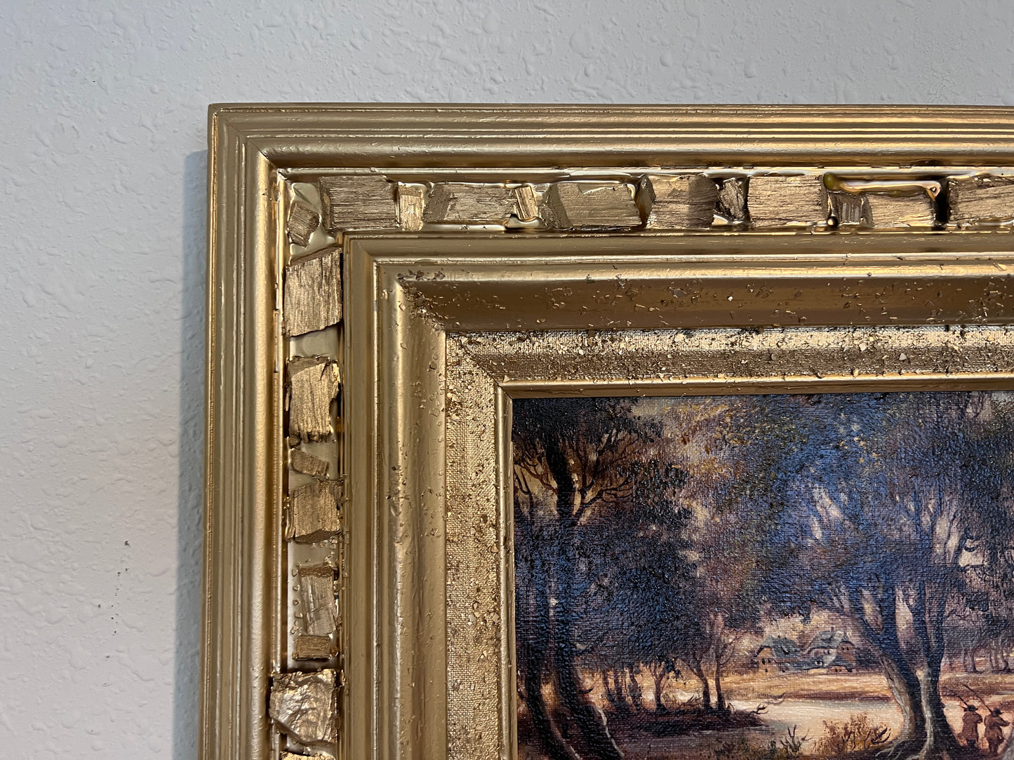 Original Signed Oil Painting on Canvas, Landscape, Genre Scene, Framed