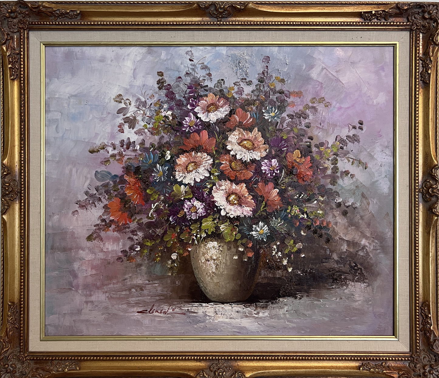 Original Oil Painting on canvas, Still Life, Flowers, Signed, Framed