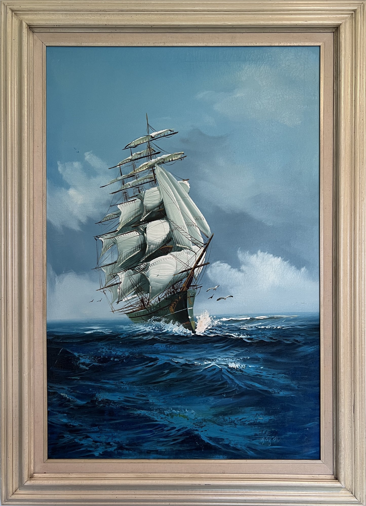 Listed Artist Hewett JACKSON 1914-2007, seascape Original oil painting on canvas