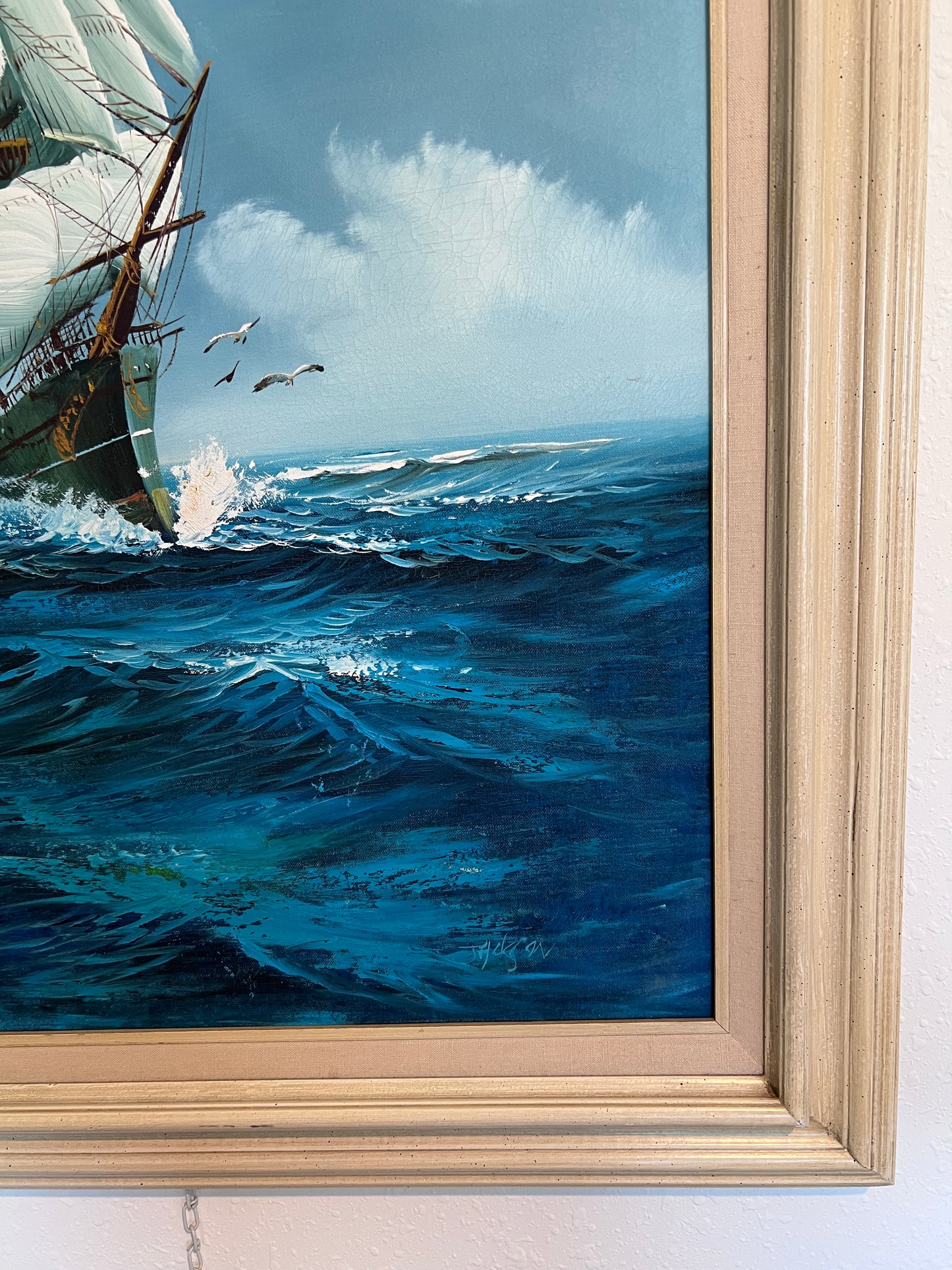 Listed Artist Hewett JACKSON 1914-2007, seascape Original oil painting on canvas
