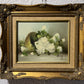 Original Painting on Canvas Still Life, Flowers, Framed, Signed Bossy