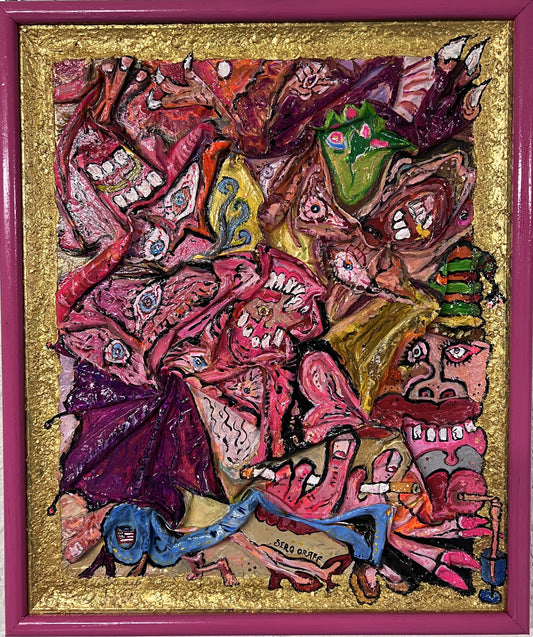 3D Abstract Acrylic Painting on Canvas by Serg Graff "Funny Critters", COA