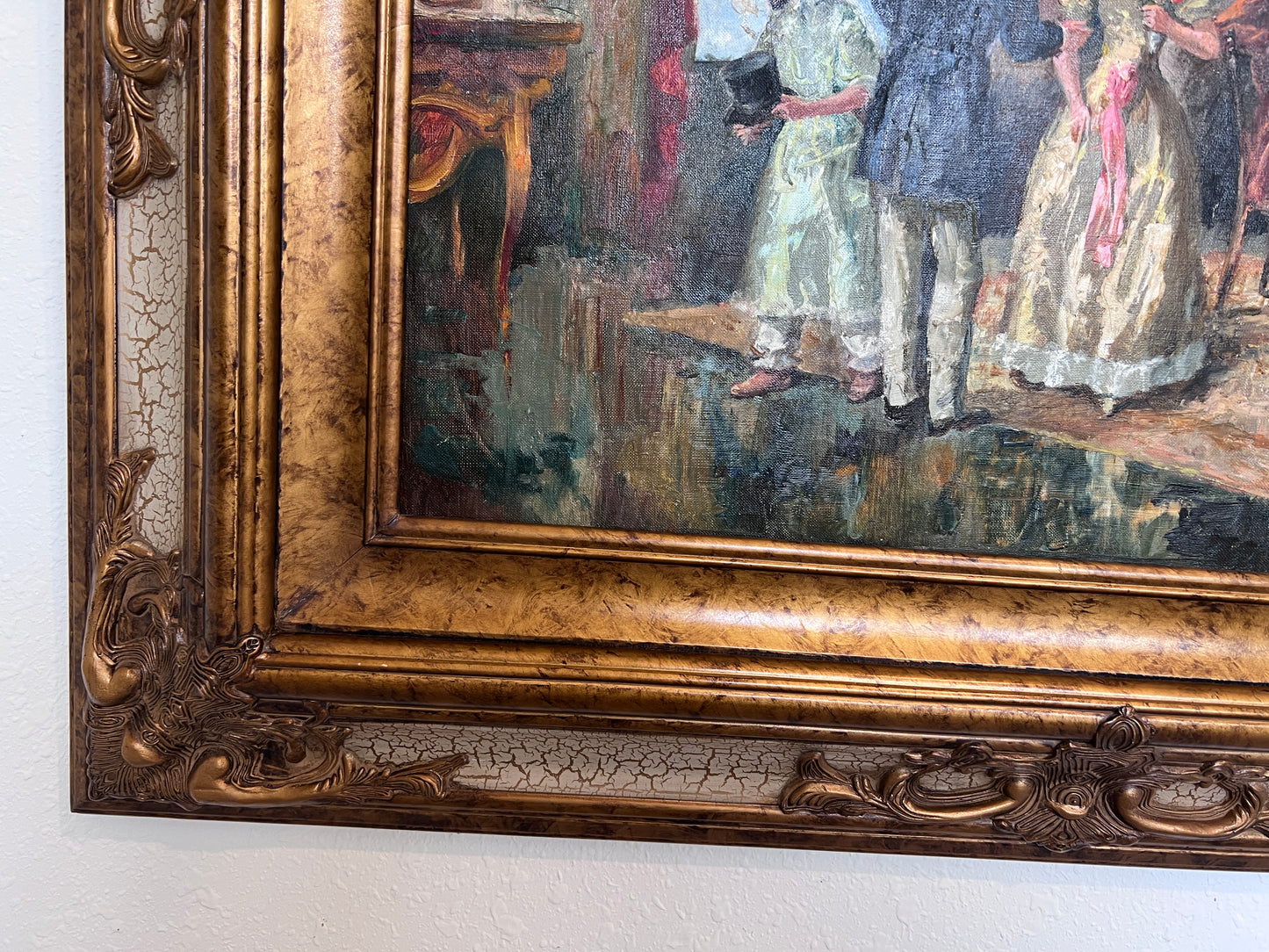 M. Vidiella (Europe 20C) Oil painting on canvas, Genre Scene, Amazing Frame