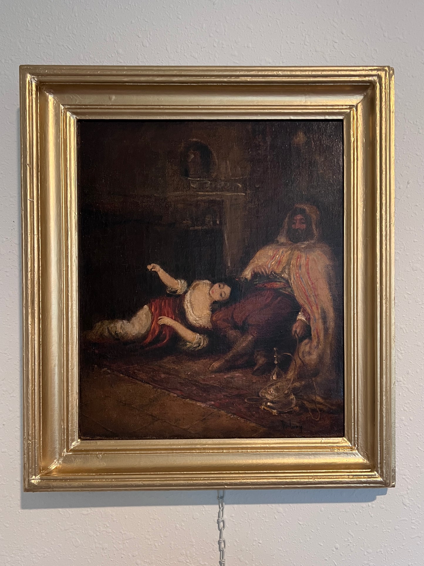 19thC Original Oil Painting Interior Scene Orientalist Signed Fortuny Antique