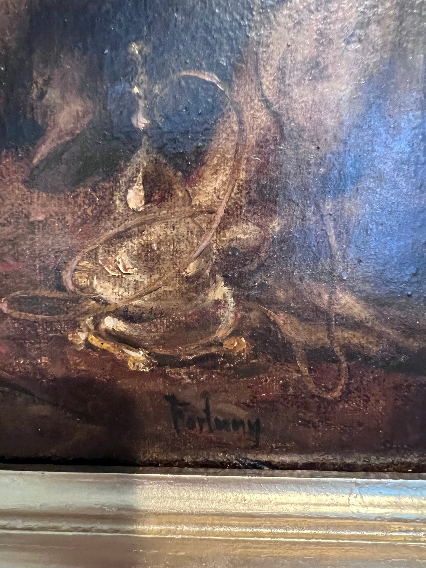 19thC Original Oil Painting Interior Scene Orientalist Signed Fortuny Antique