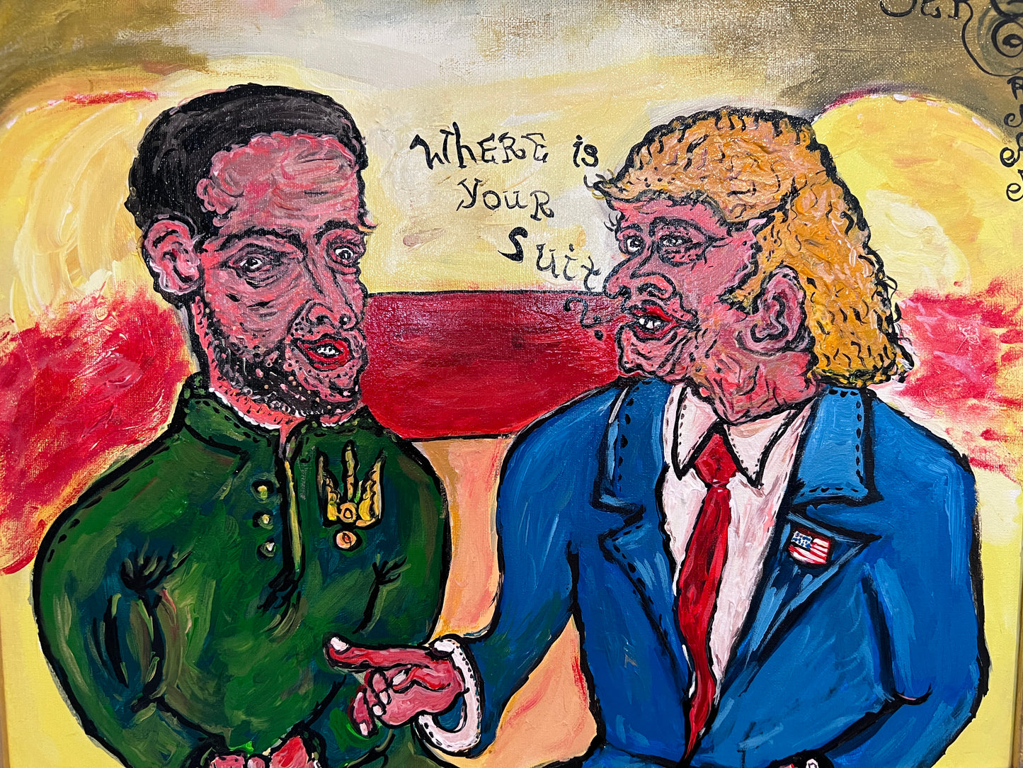 Unique Original Painting on Canvas by Serg Graff, COA "Trump Peace Deal"