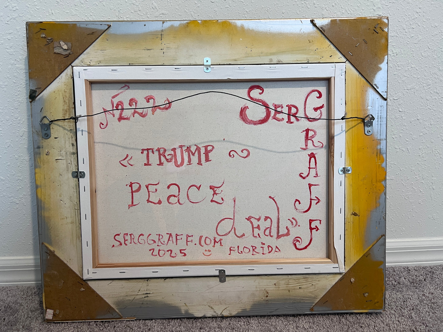 Unique Original Painting on Canvas by Serg Graff, COA "Trump Peace Deal"