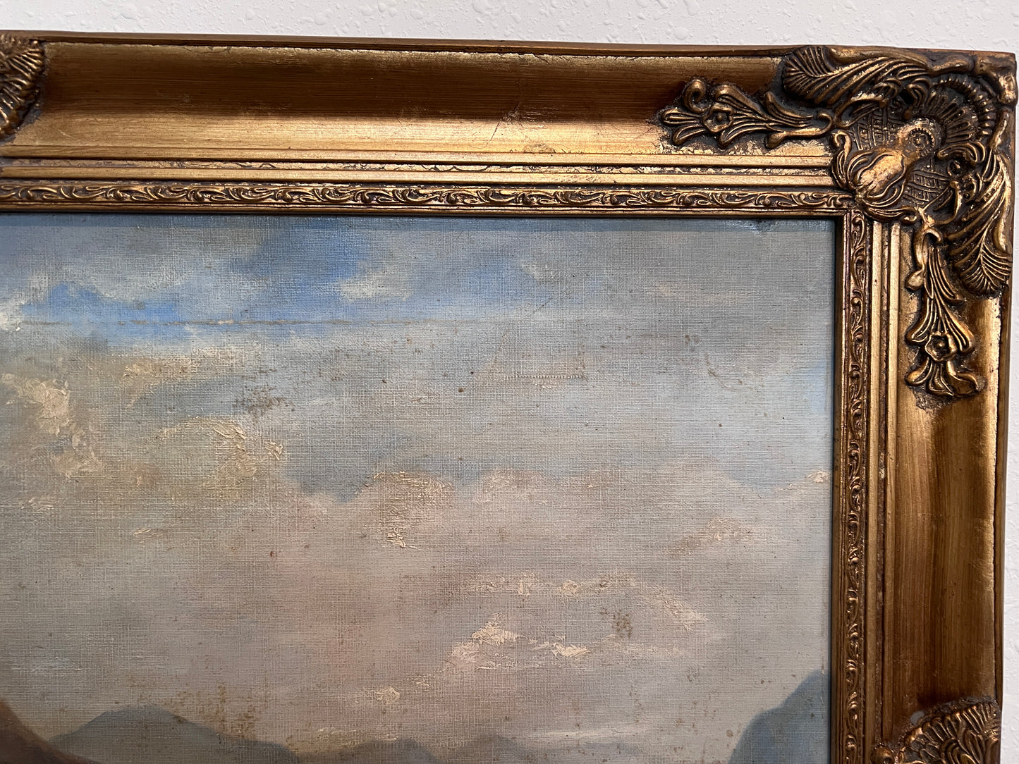 1902 M. Wierth Large original antique oil painting on canvas, Landscape, Framed