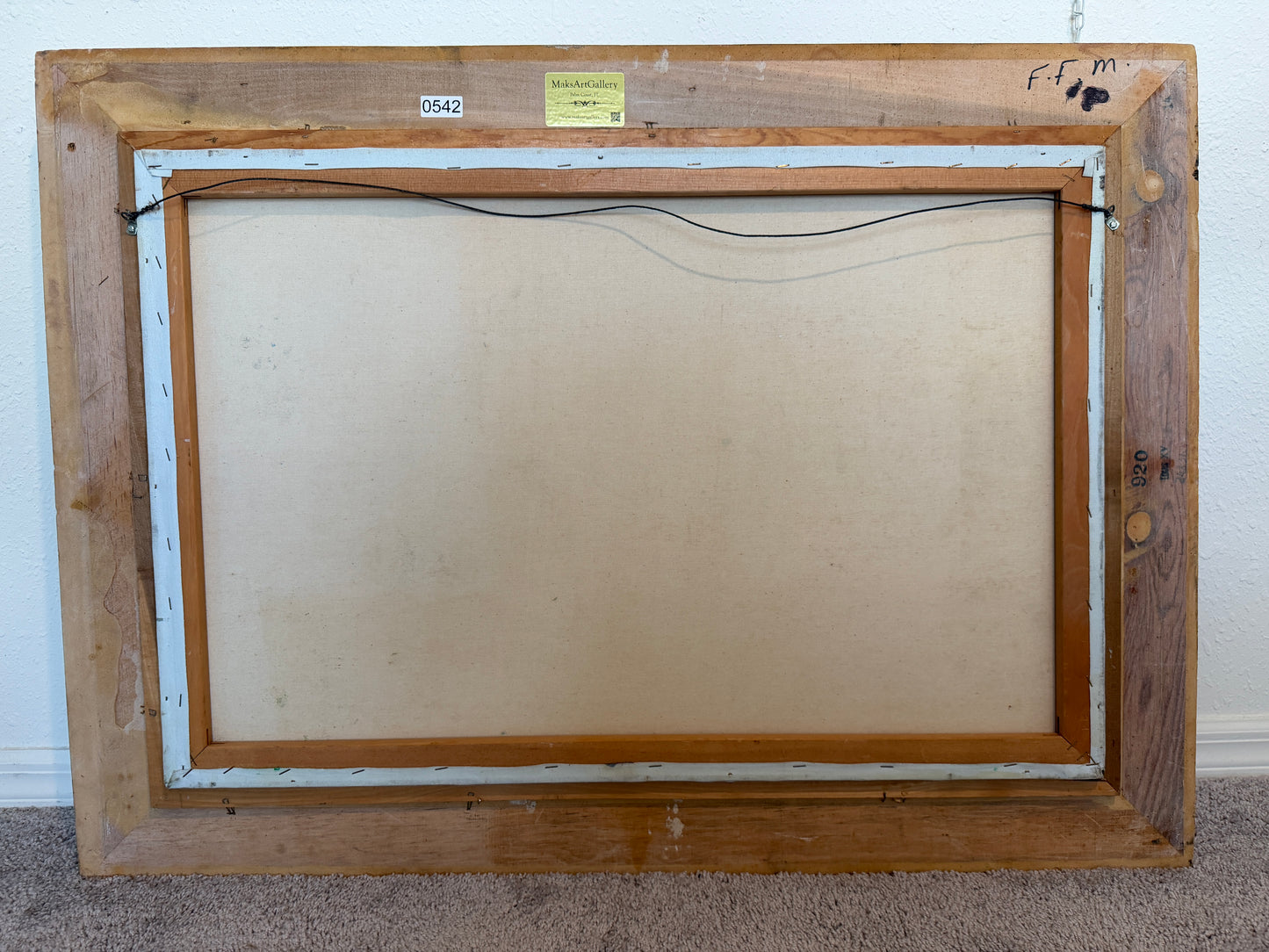 Henri Dupre 20th C Large Oil Painting French Garden Landscape, Lake, city view