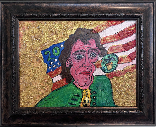 One-of-a-kind Textured painting on board, "Andrew Jackson" by Serg Graff, COA