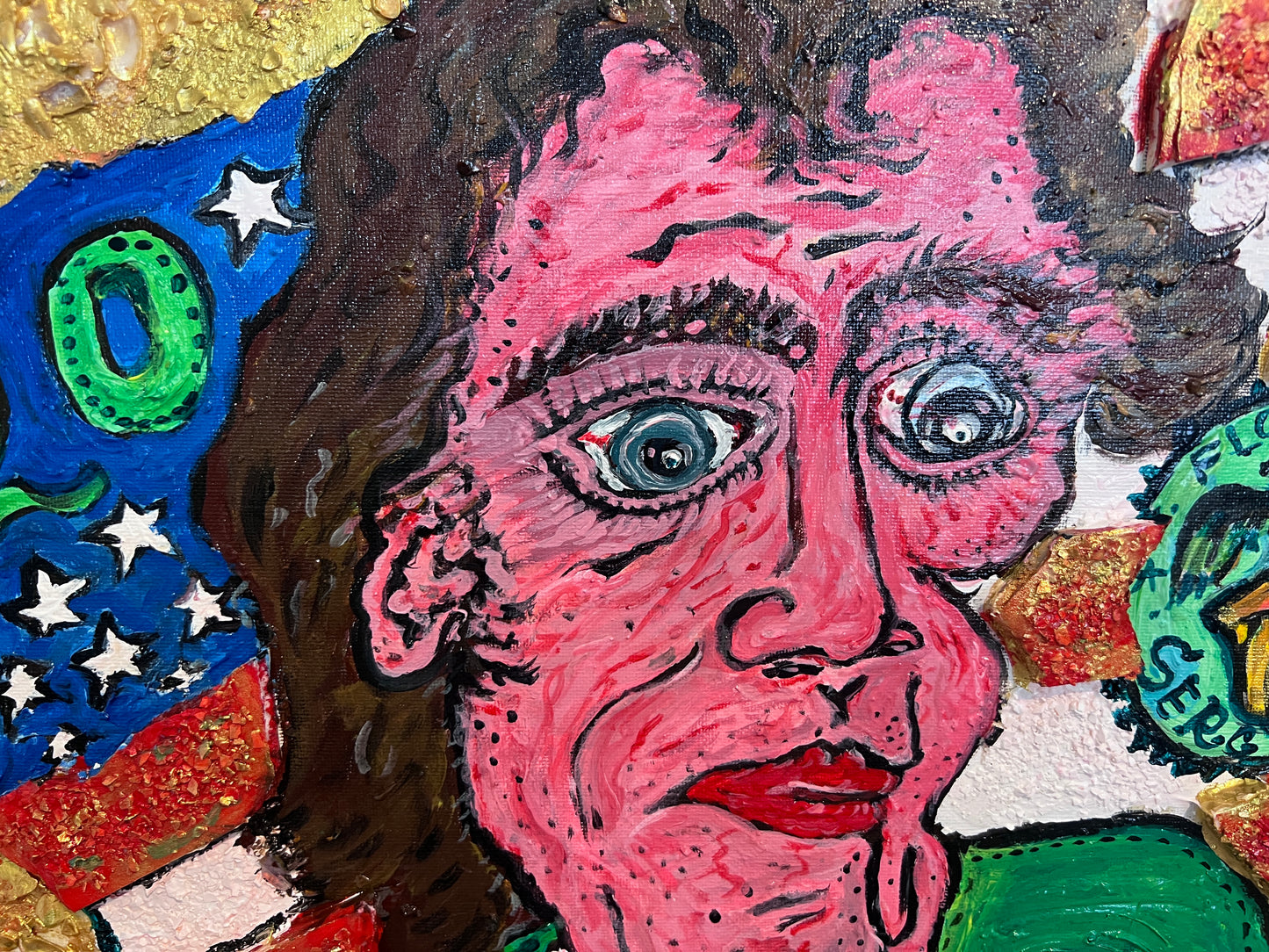 One-of-a-kind Textured painting on board, "Andrew Jackson" by Serg Graff, COA