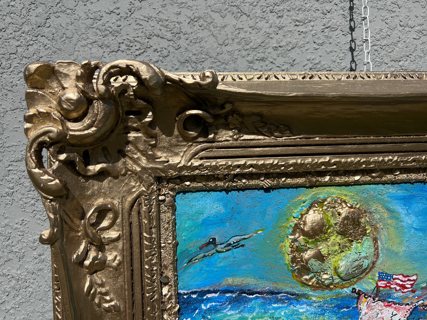 Acrylic painting on canvas by Serg Graff, Seascape, "Pirate Island" , COA