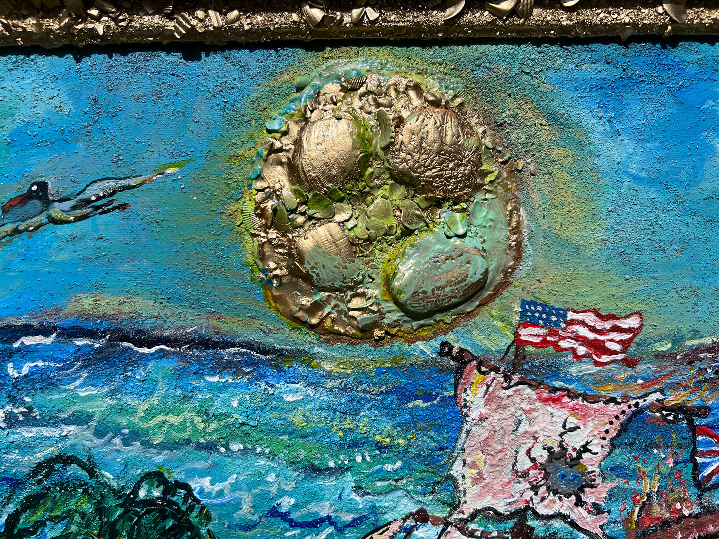 Acrylic painting on canvas by Serg Graff, Seascape, "Pirate Island" , COA