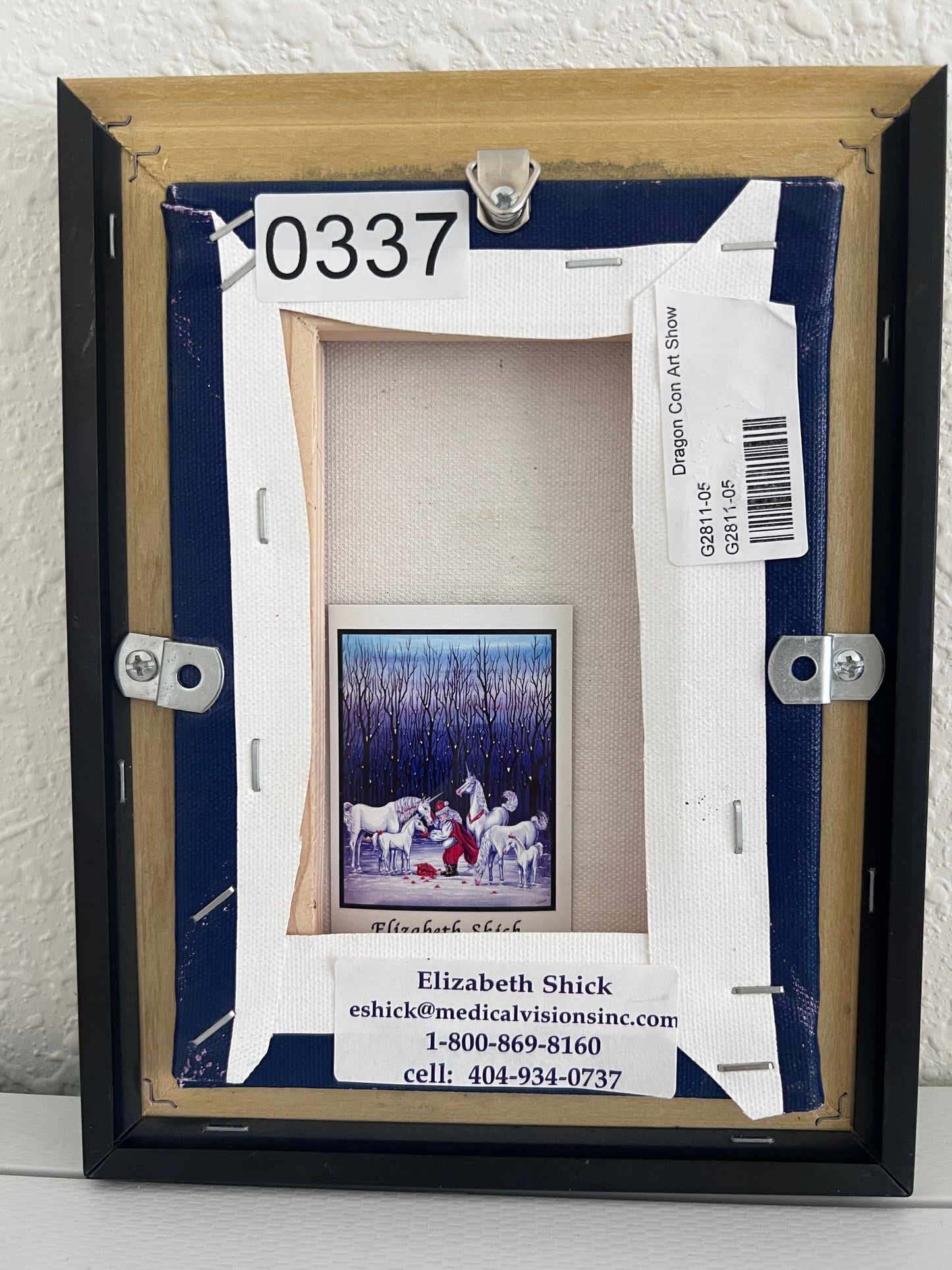 Elizabeth Shick Small Artwork on Canvas, Mermaid and Neptune, Framed