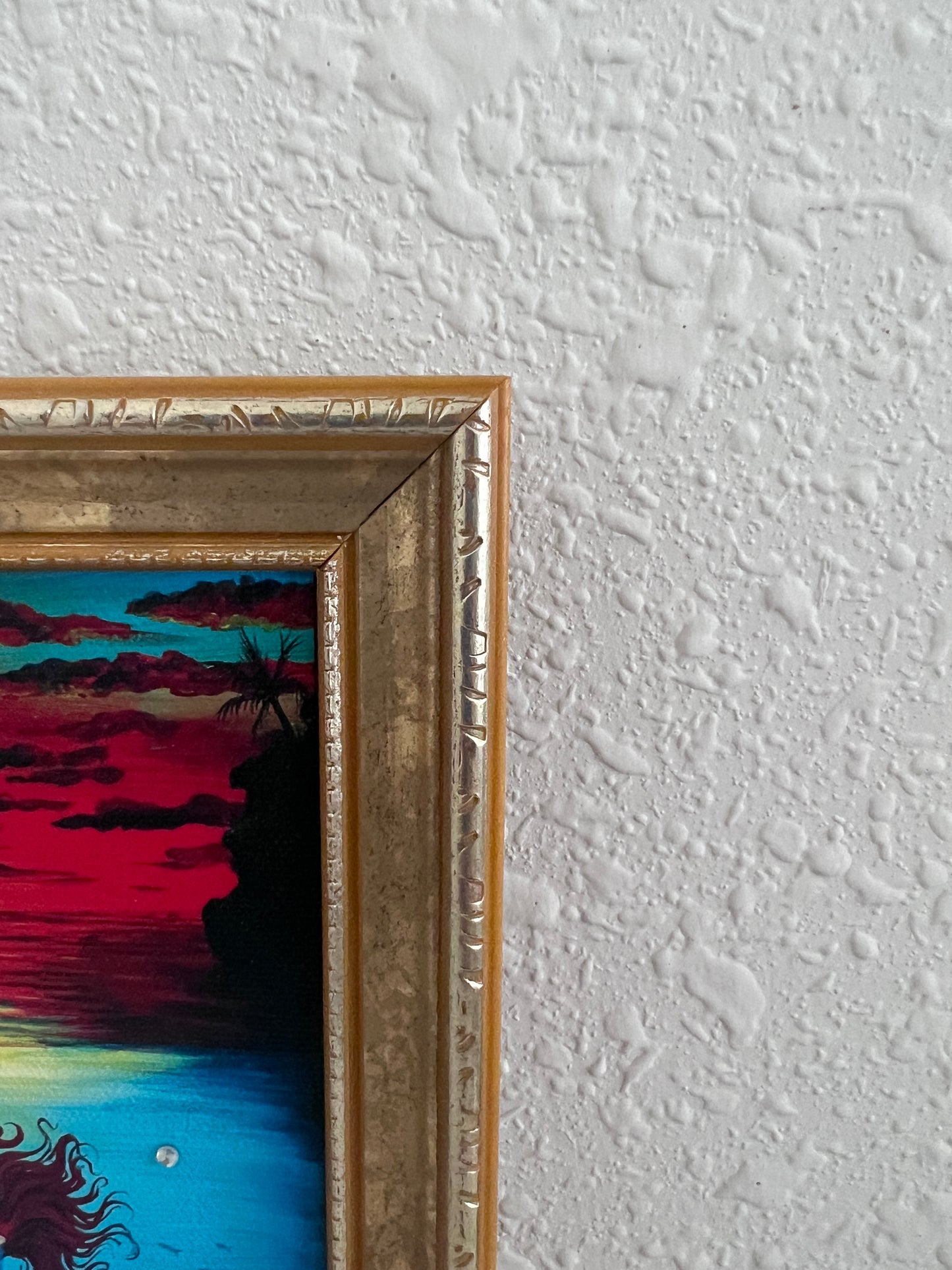 Elizabeth Shick Small Artwork on Canvas, Mermaid and Dolphin, Framed