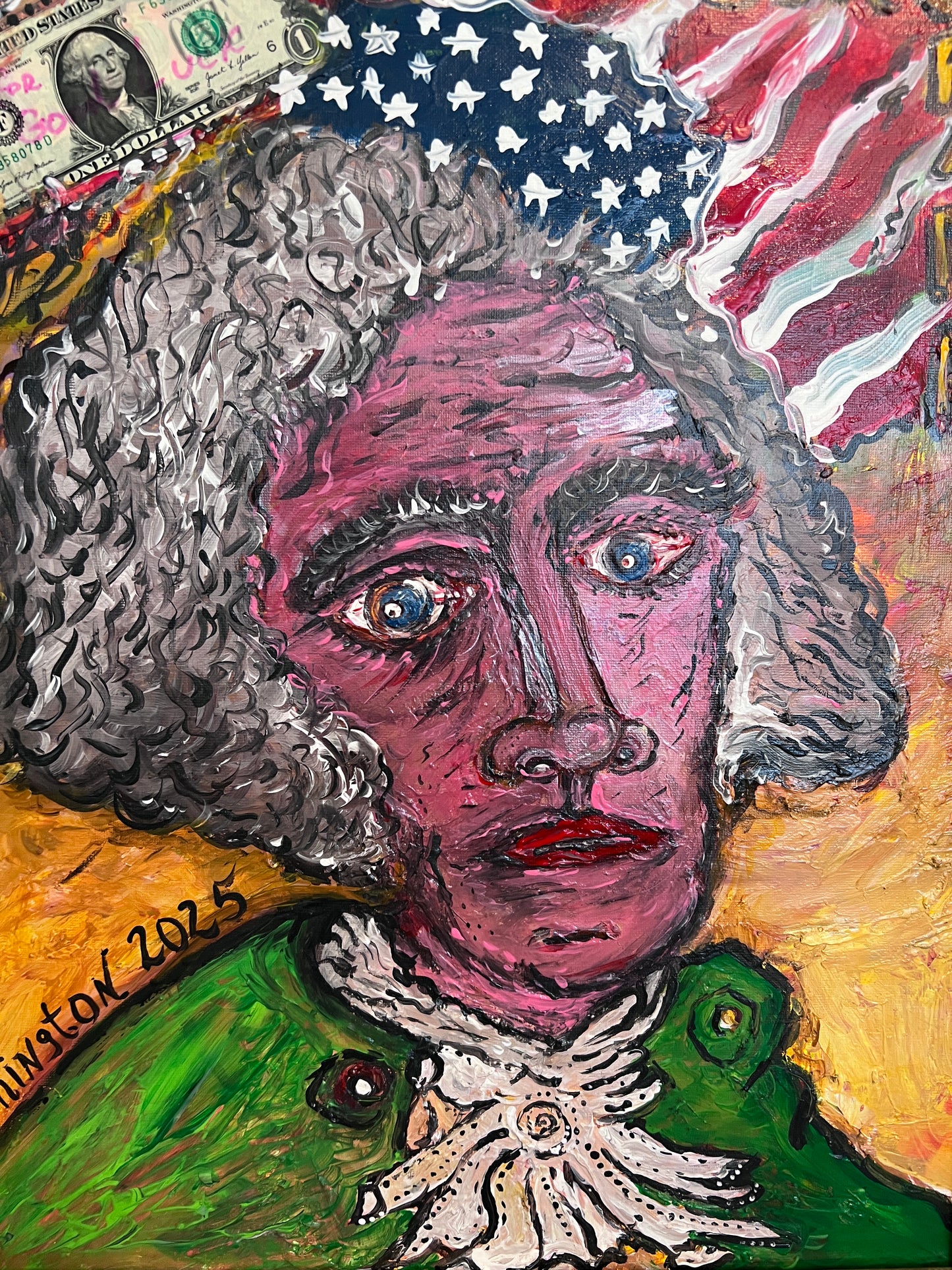 Original painting on canvas, "Young George Washington" by Serg Graff, COA