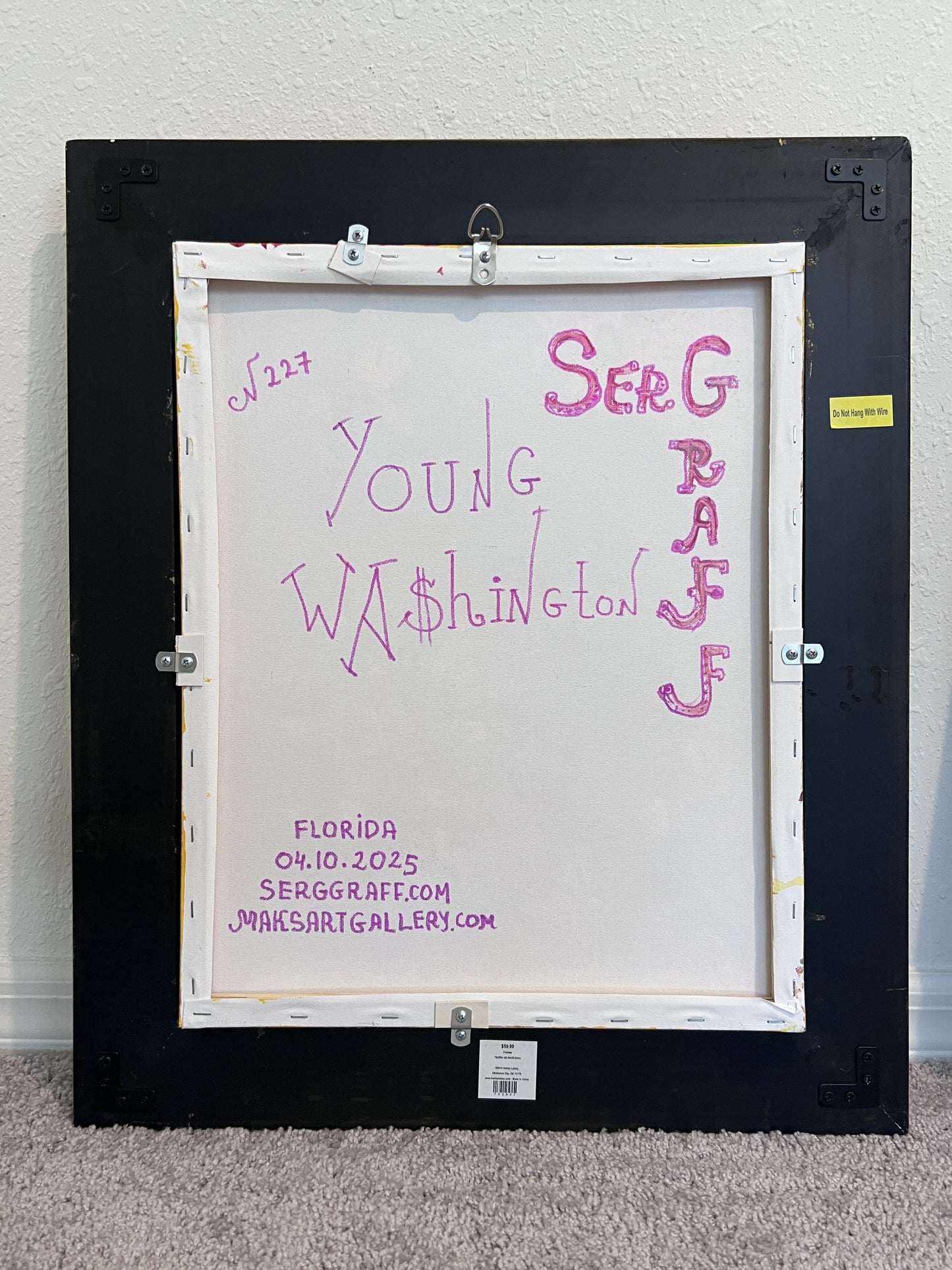 Original painting on canvas, "Young George Washington" by Serg Graff, COA