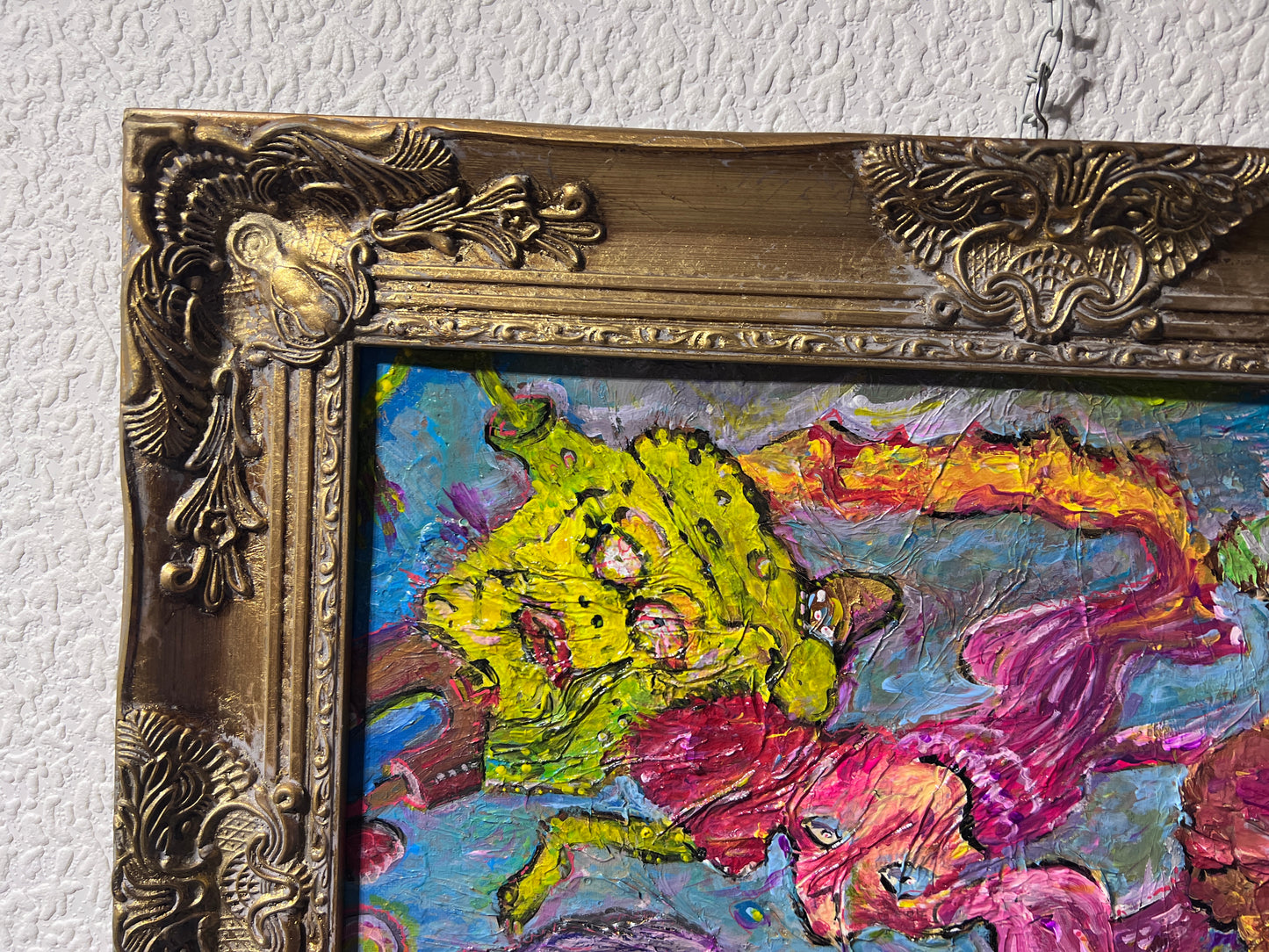 Abstract Painting on Board by Serg Graff "Spongebob and Bikini Bottom", COA