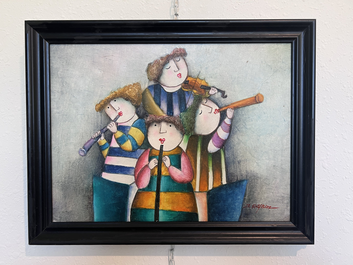 Joyce Roybal Original Painting on Canvas | Musicians | Signed & Framed Artwork