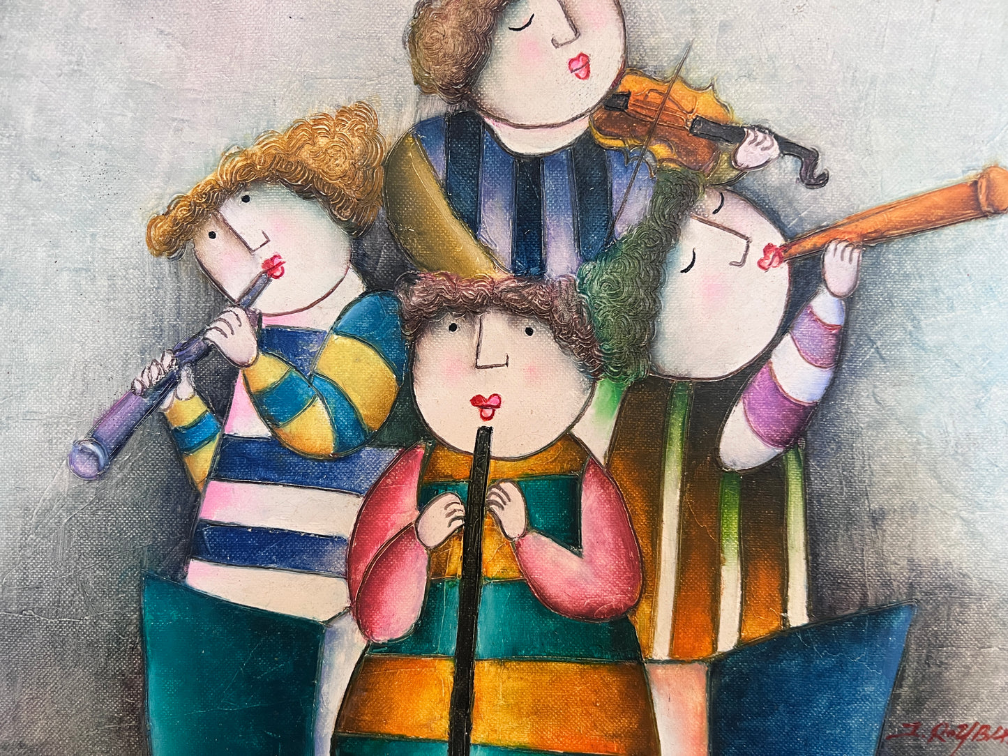 Joyce Roybal Original Painting on Canvas | Musicians | Signed & Framed Artwork