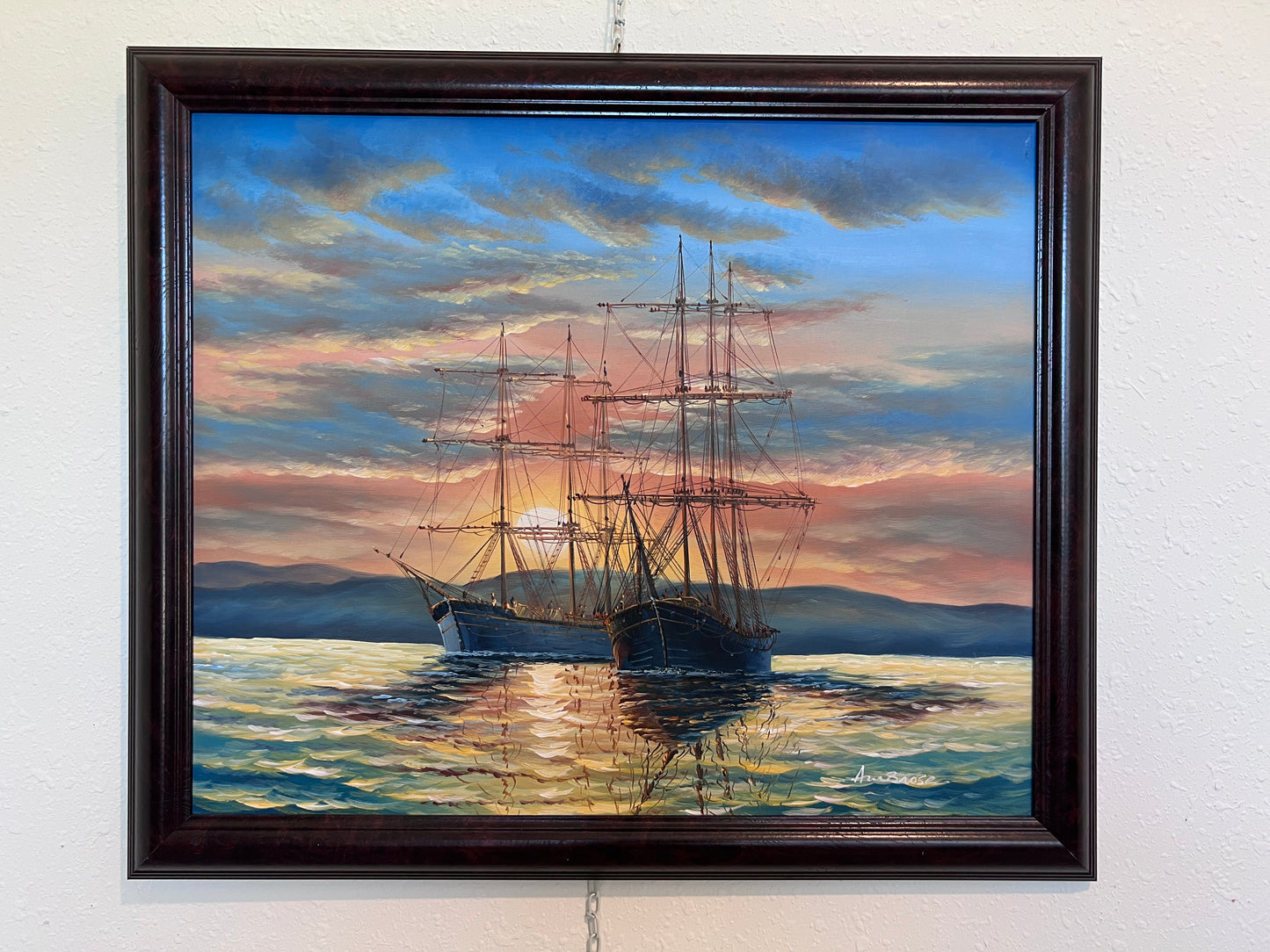 Listed British Artist John Ambrose 1931-2010 Original Canvas Painting seascape