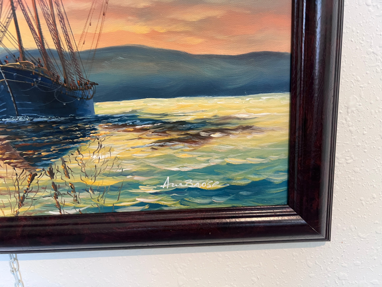 Listed British Artist John Ambrose 1931-2010 Original Canvas Painting seascape