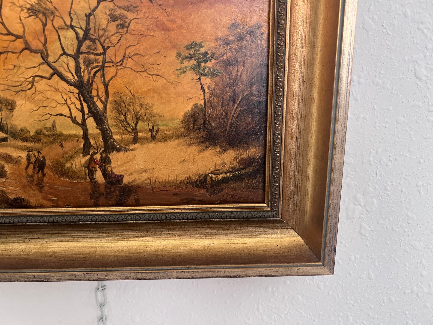 Vintage Romantic Landscape Oil Painting on Panel, Signed G. Holman, Framed