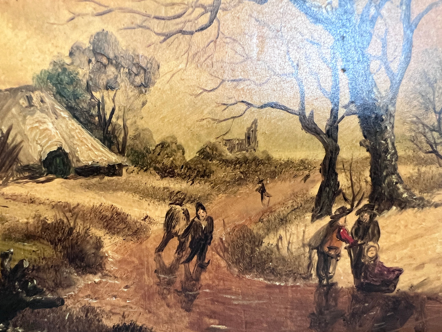 Vintage Romantic Landscape Oil Painting on Panel, Signed G. Holman, Framed