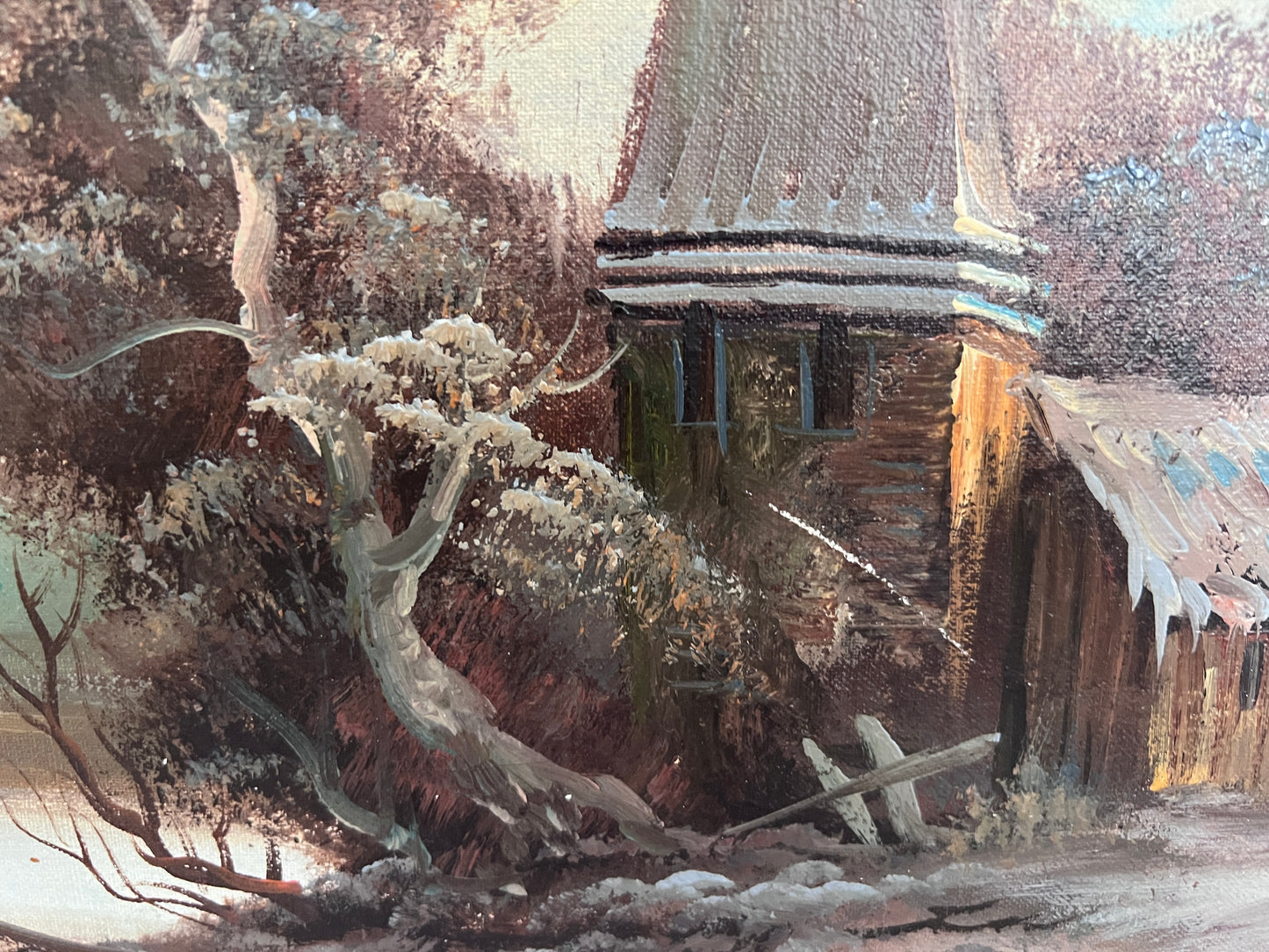 Vintage Dutch Style Winter Landscape Oil Painting – Signed Martin – Canvas